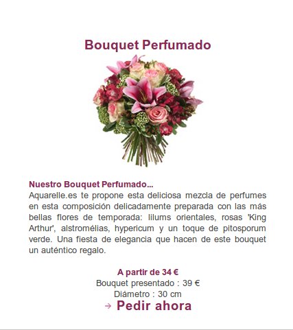Ramos, bouquets, centros y todo lo que esperas de una floristería en las ofertas de Aquarelle