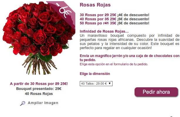 Rosas rojas online