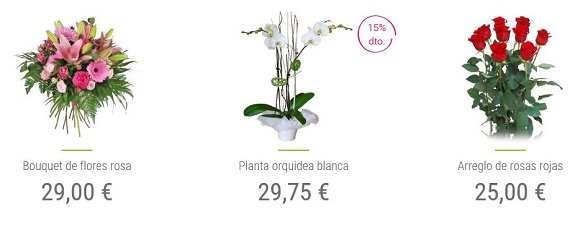 Flores por menos de 30 euros a domicilio