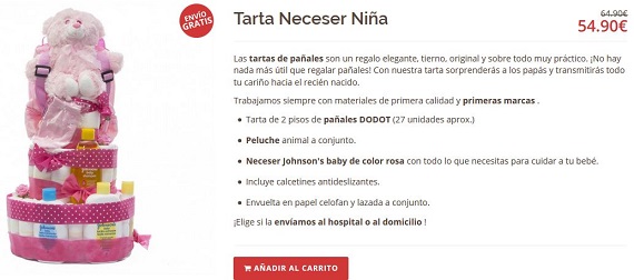 tartas de pañales neceser niña